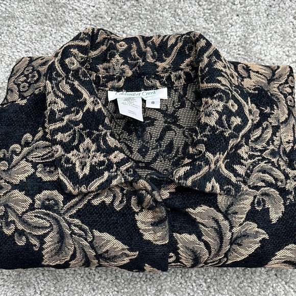 Coldwater Creek Black Tan soft Woven Button Up Jacket Women’s size 8 ~ EUC - Picture 8 of 8